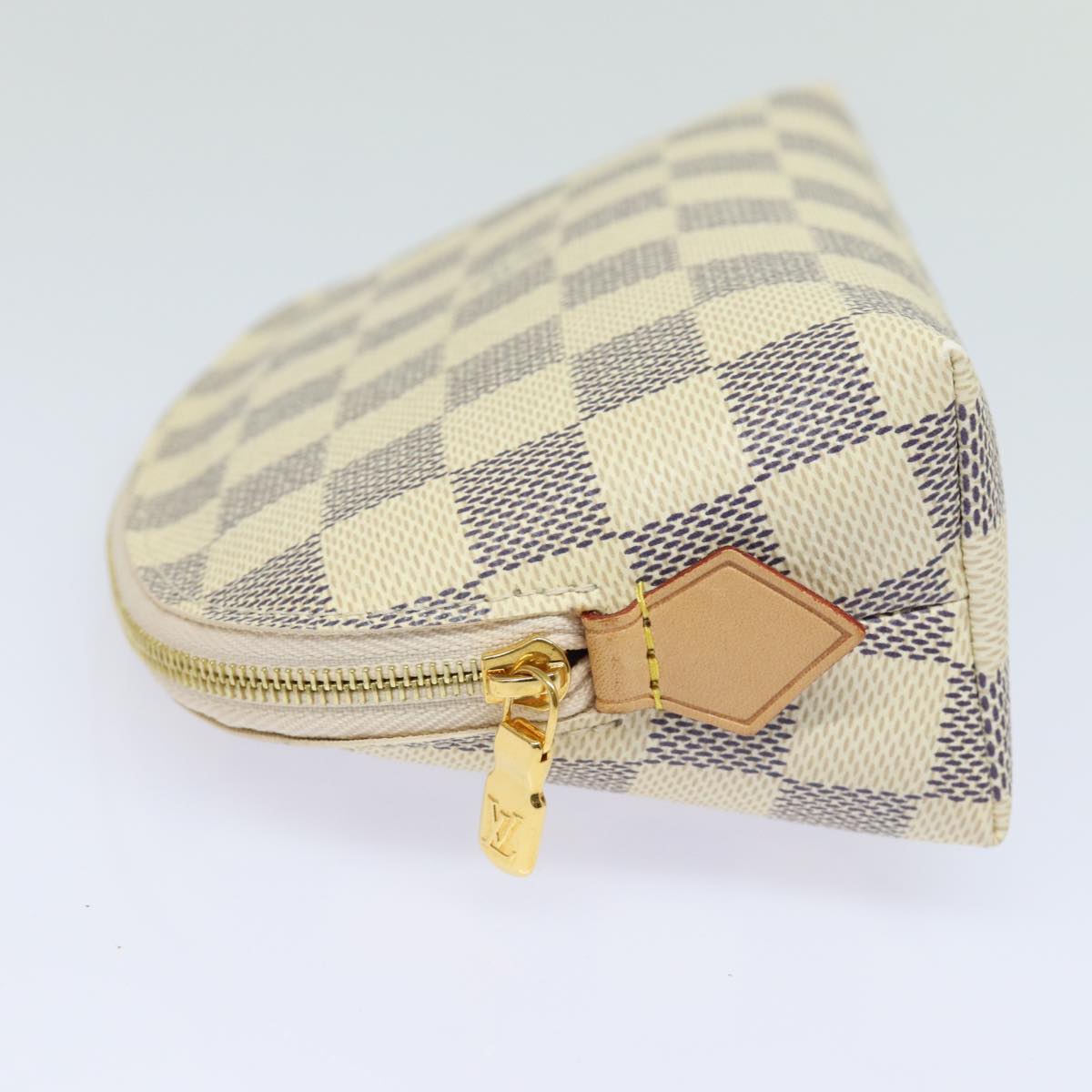LOUIS VUITTON Damier Azur Pochette Cosmetic PM Pouch N60024 LV 77924A