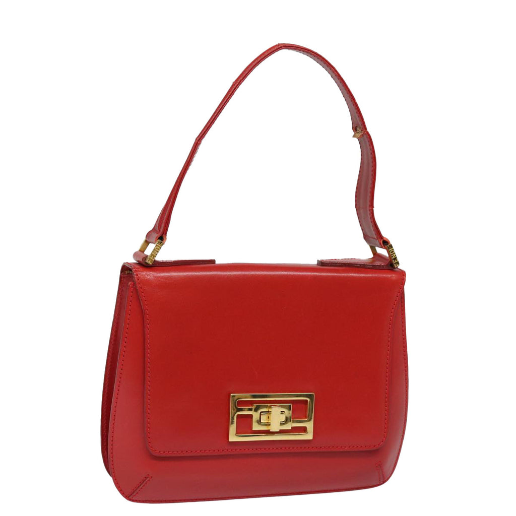 FENDI Hand Bag Leather Red 79213