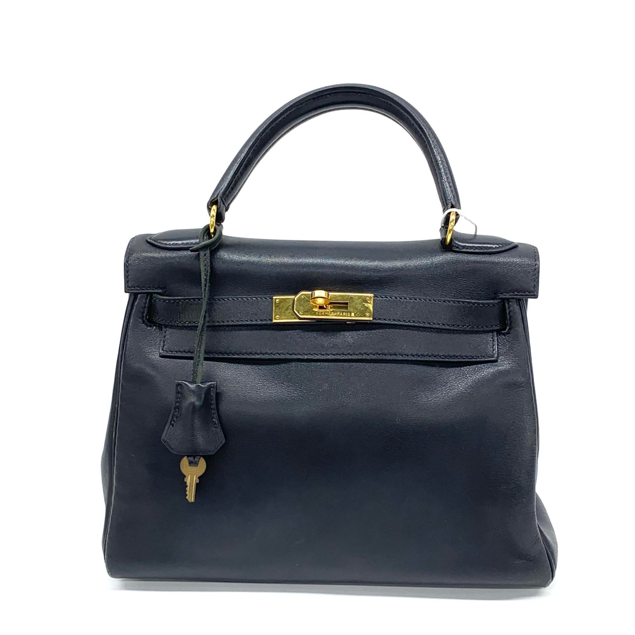 Hermes Kelly 28 Vintage Retourne Black Swift Leather Gold Hardware 1998