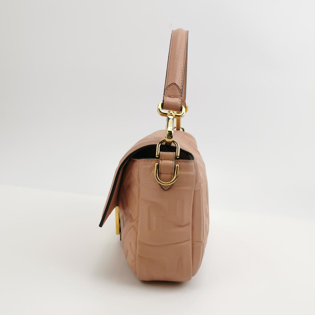 Fendi Baguette Light Pink Medium Lambskin Leather Crossbody Bag Gold Hardware