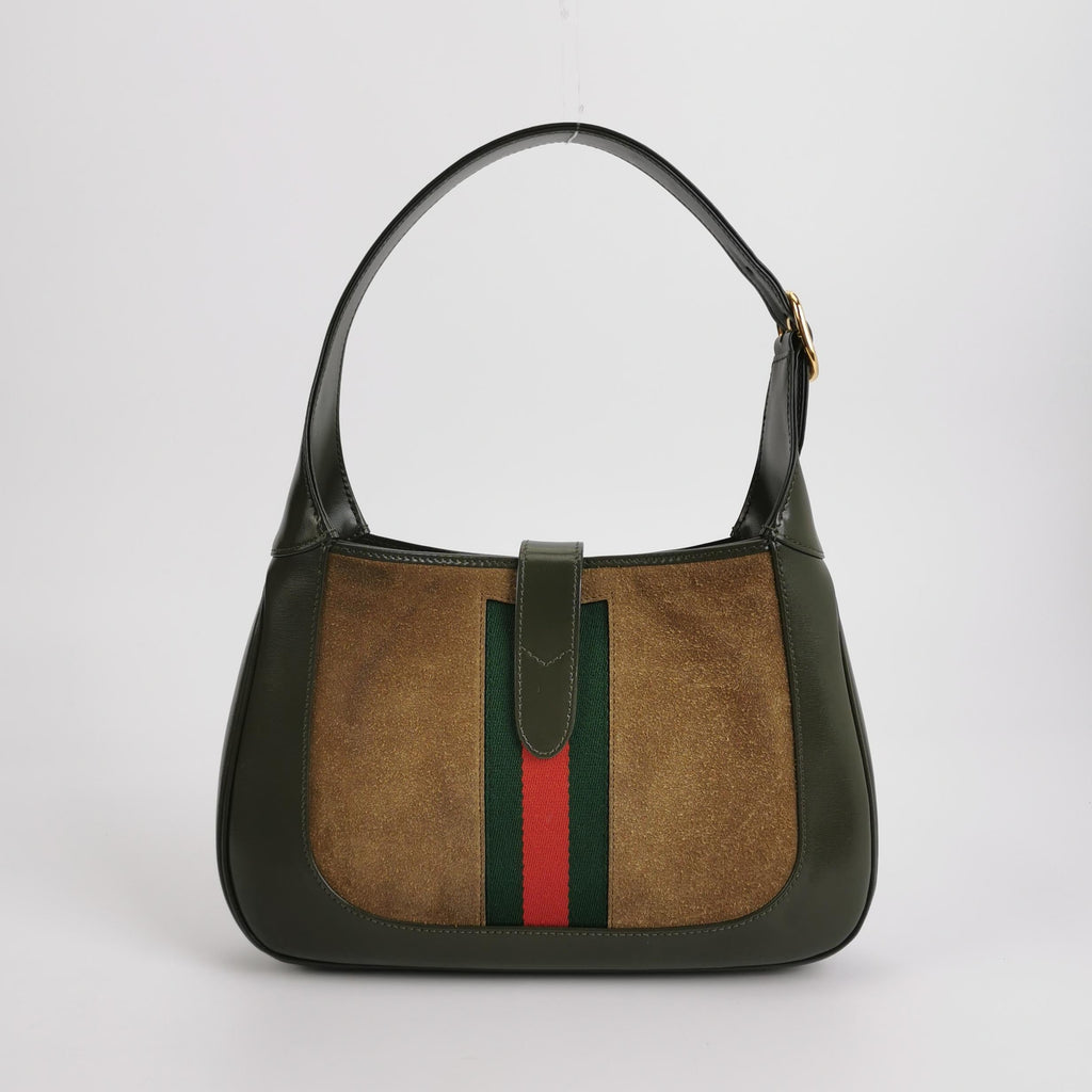 Gucci Jackie 1961 Small Olive Green Suede and Leather Bag