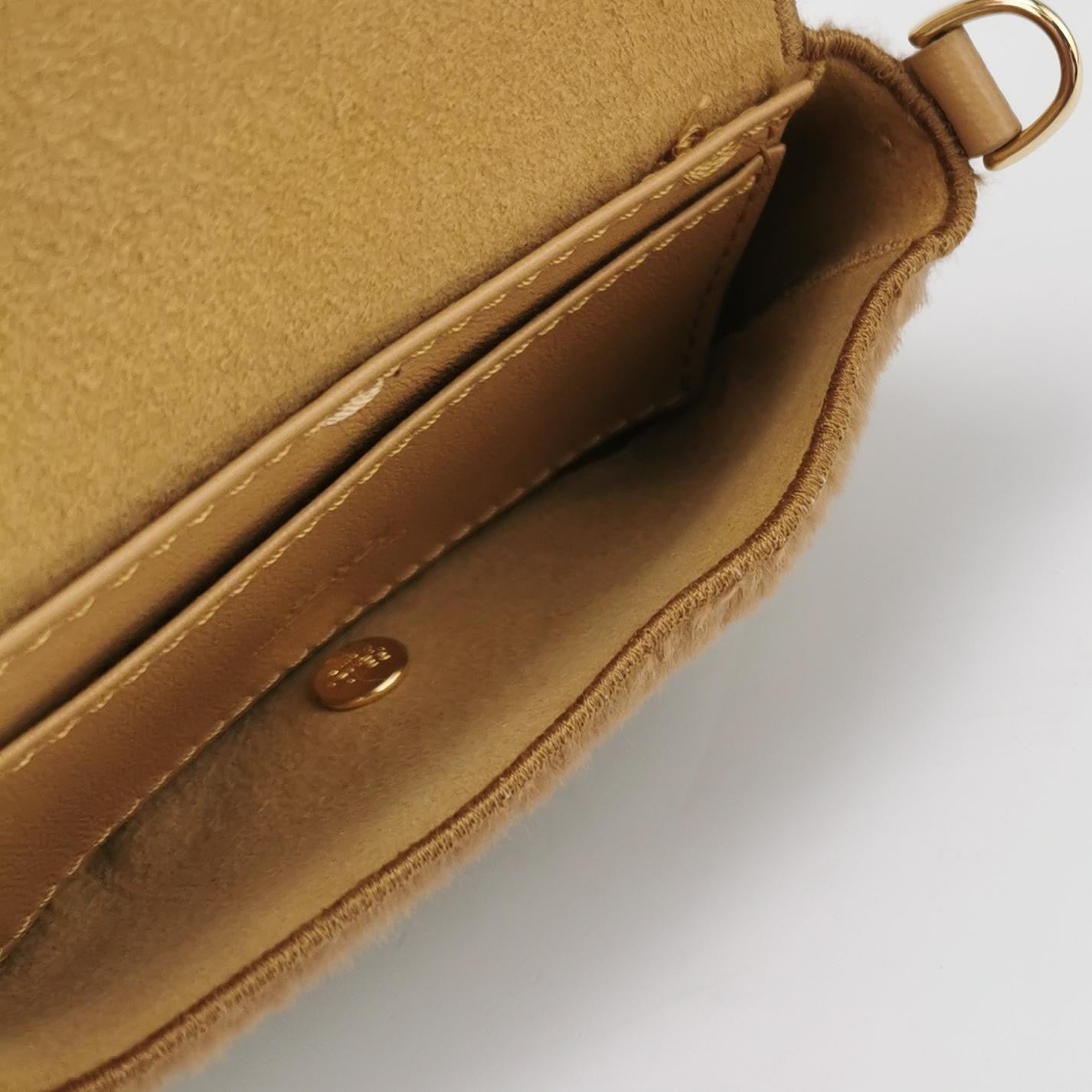 Fendi Nano Baguette Charm Brown Mink Fur with Chain