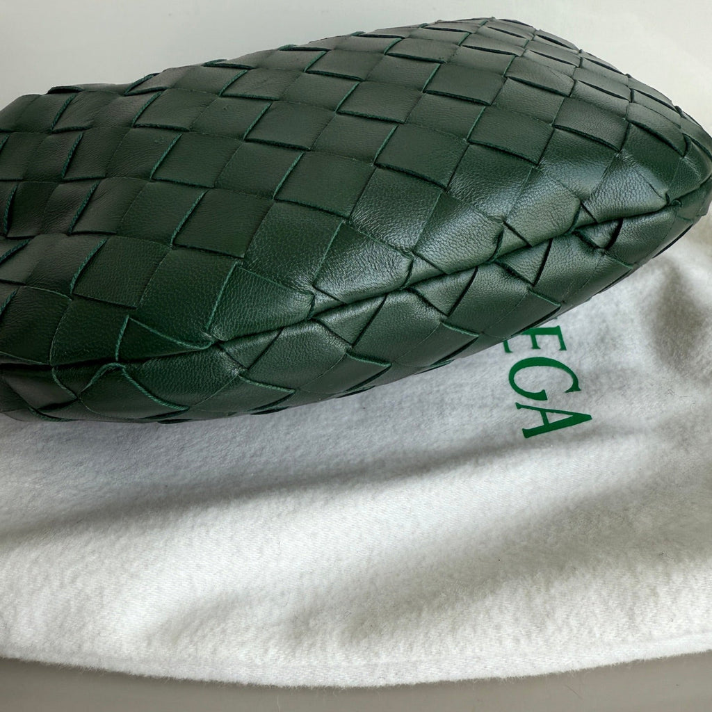 Bottega Veneta Jodie Mini Dark Forest Green Lambskin Leather Clutch Bag