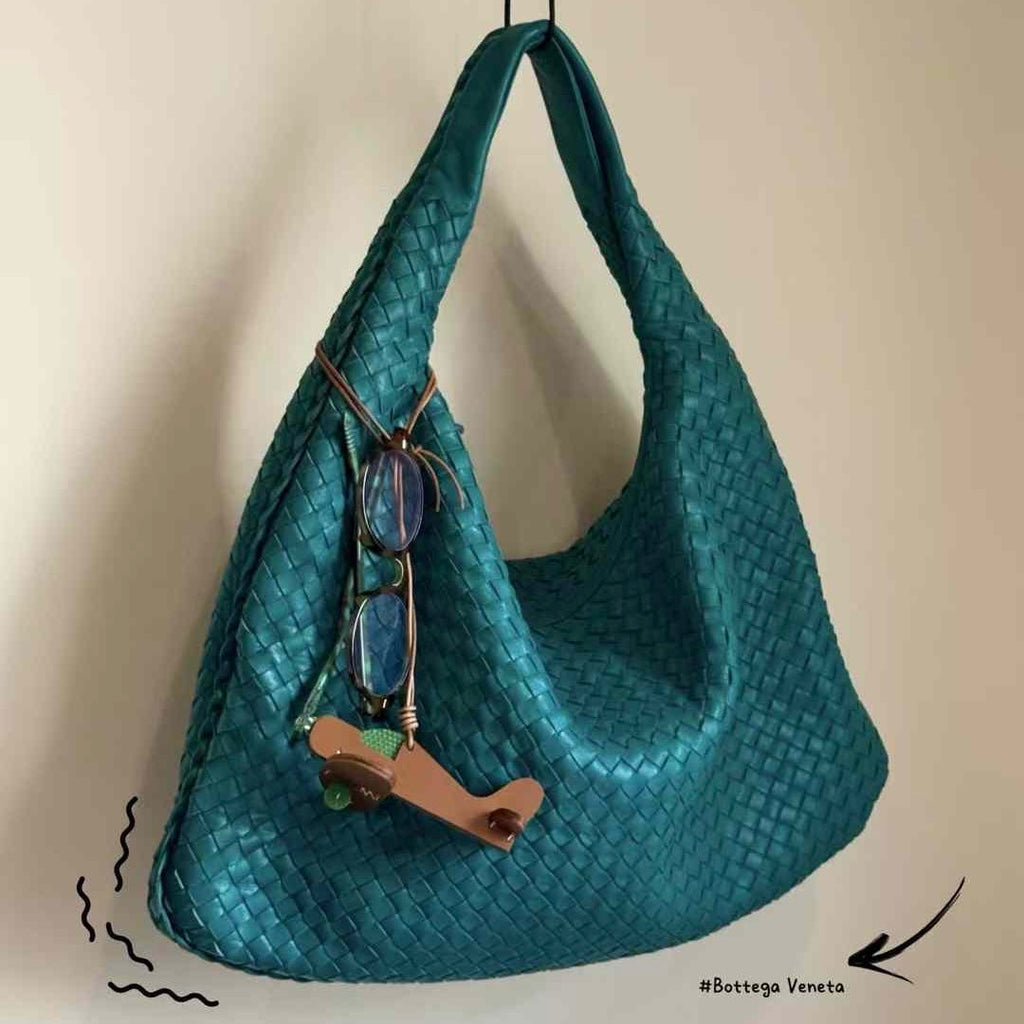 Bottega Veneta Veneta Hobo Teal Green 45cm Lambskin Leather