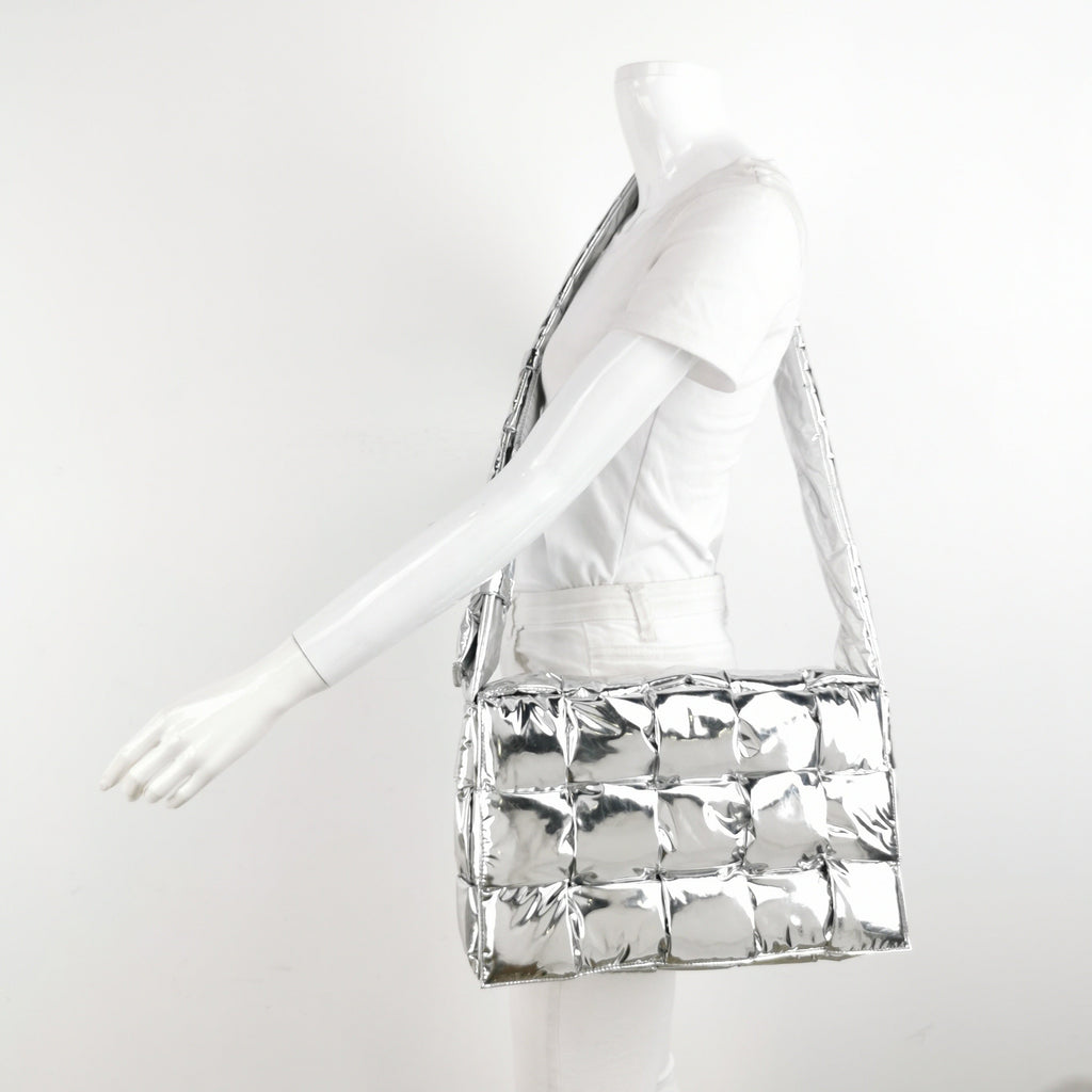 Bottega Veneta Padded Cassette Silver Leather Large