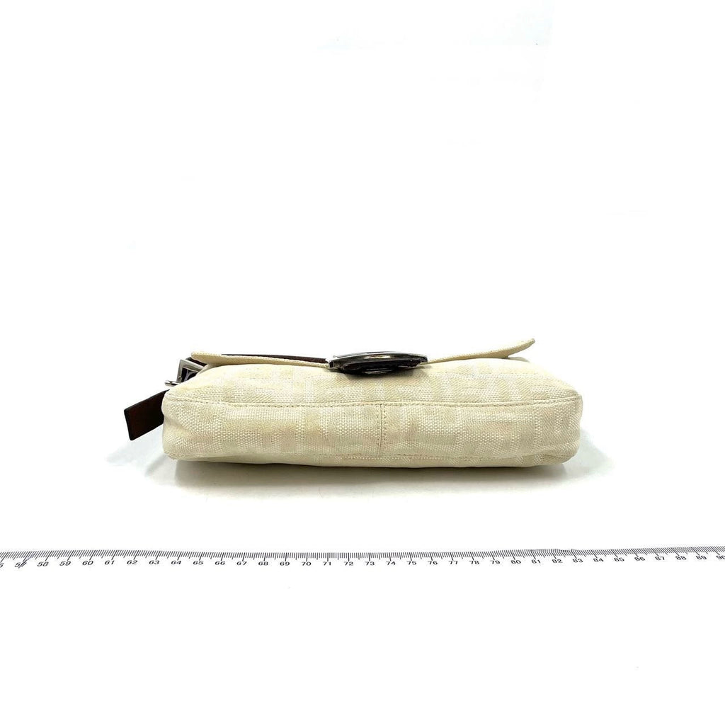 Fendi Baguette Vintage Beige Canvas Zucca Print Shoulder Bag