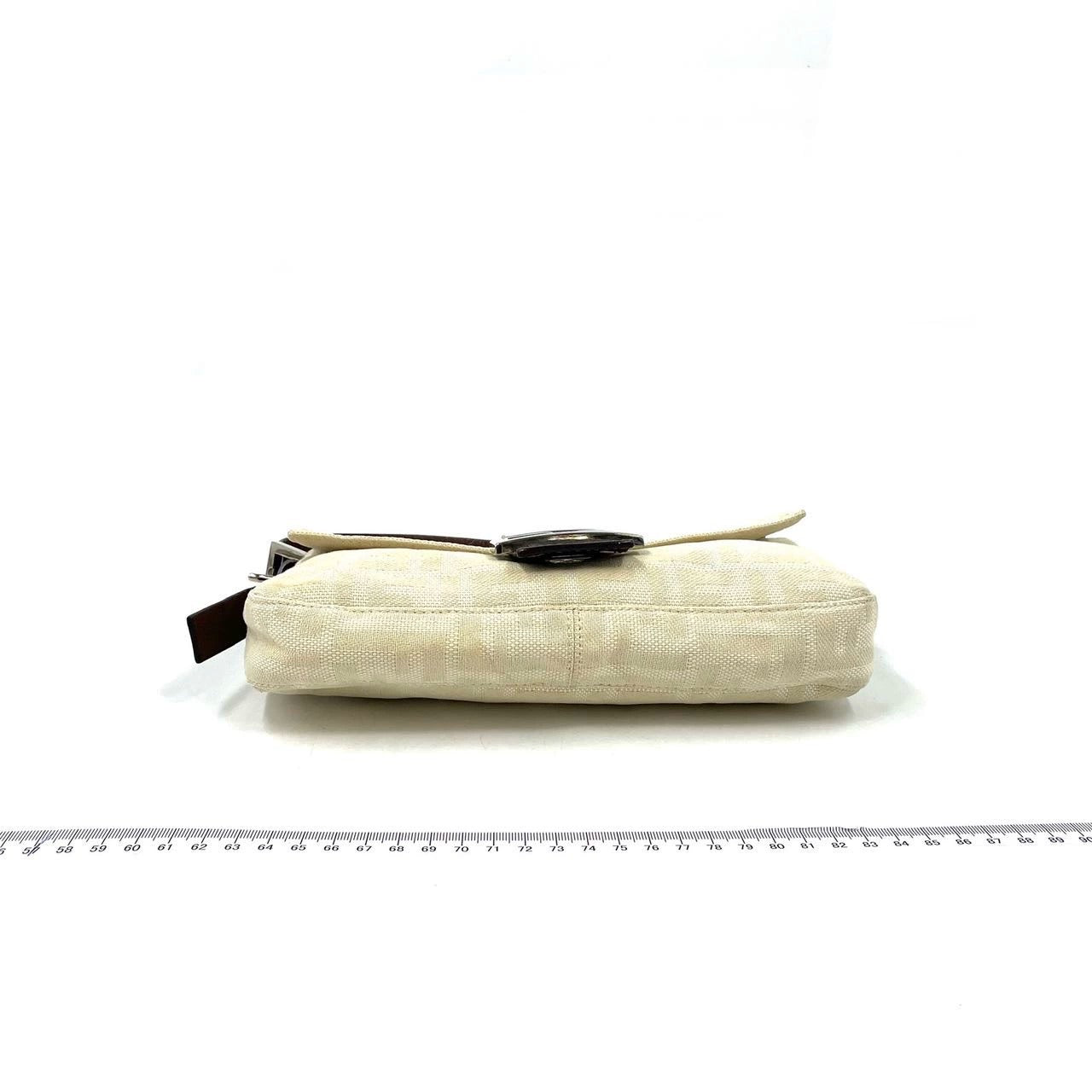 Fendi Baguette Vintage Beige Canvas Zucca Print Shoulder Bag