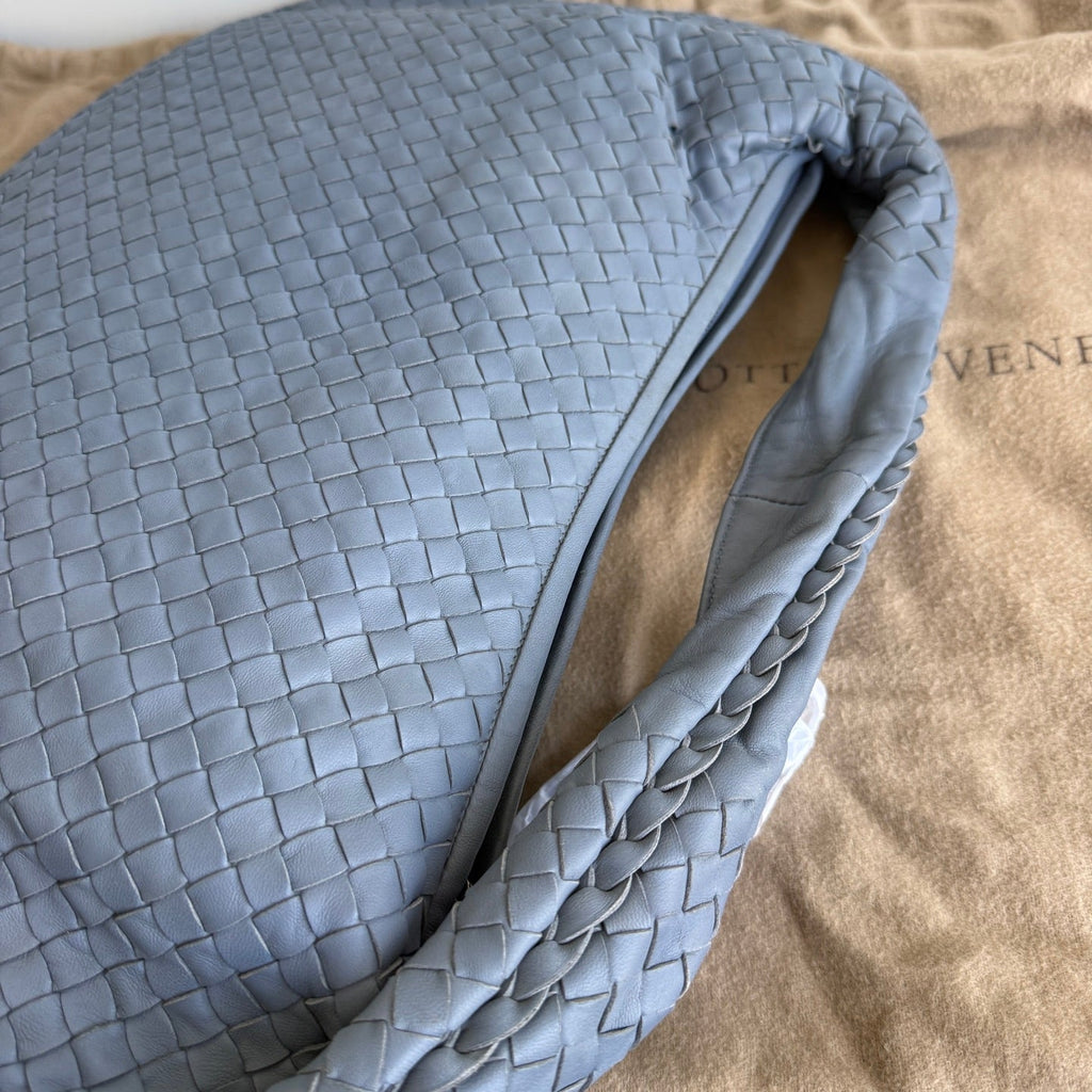 Bottega Veneta Veneta Hobo Misty Blue Intrecciato Leather Bag Medium 45cm