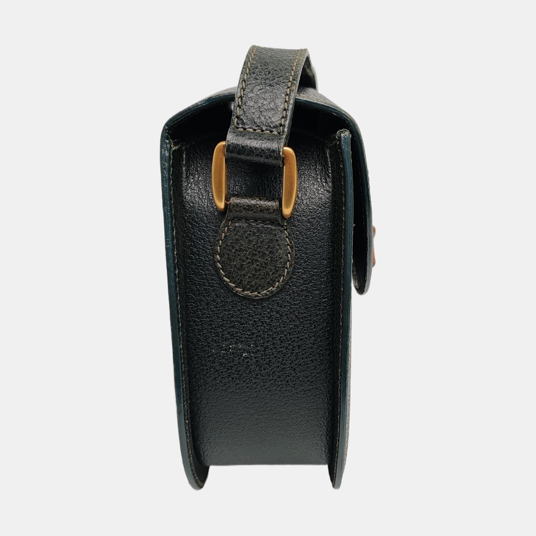 Gucci Bamboo 1947 Green Leather Medium Crossbody Bag