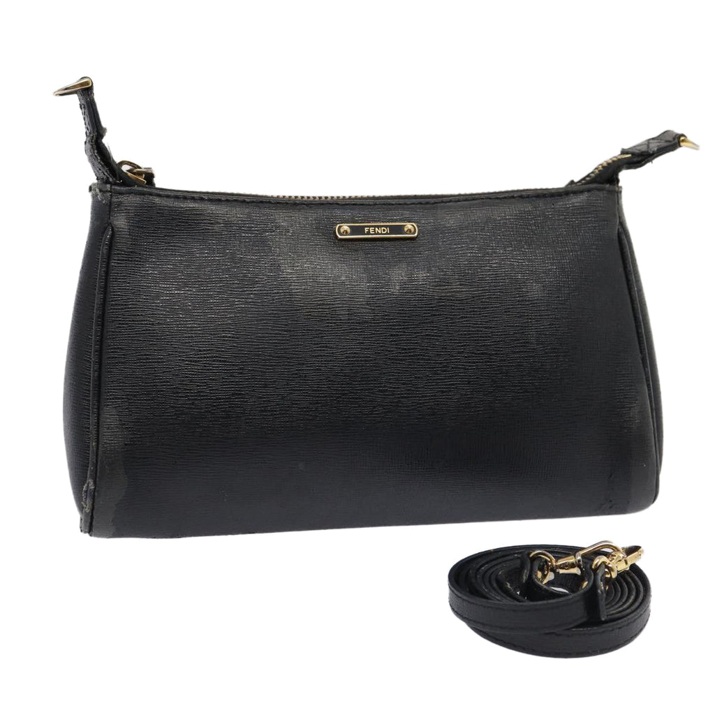 FENDI Shoulder Bag Leather Navy 80189