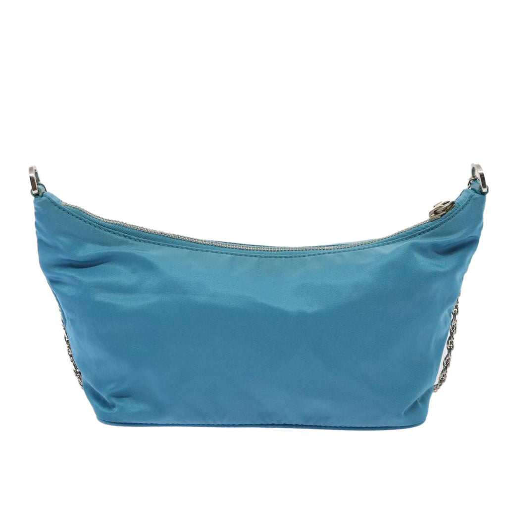 PRADA Chain Shoulder Bag Nylon Light Blue 80225
