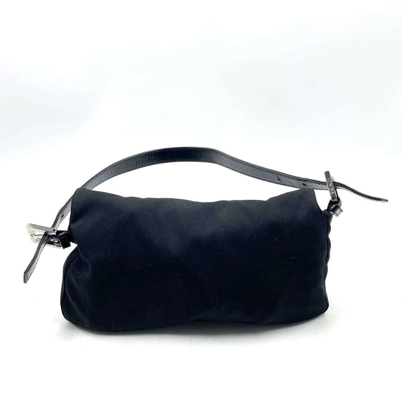 FENDI Baguette Vintage Black Cloth Silver Hardware