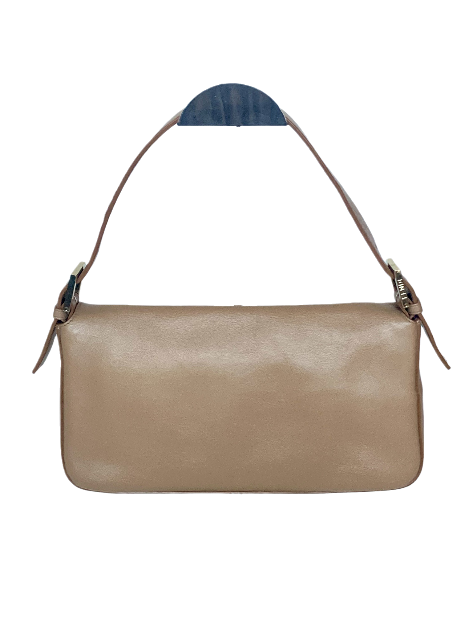 Fendi Baguette Beige Leather with Gold Studded Metal Buckle