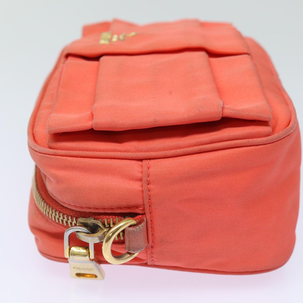 PRADA Ribbon Shoulder Bag Nylon Orange 80629