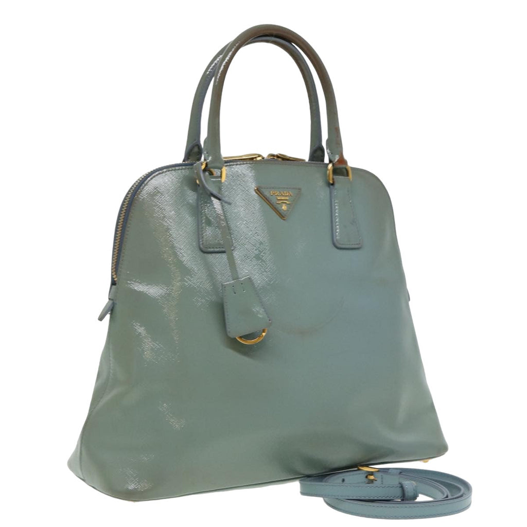 PRADA Hand Bag Safiano leather 2way Blue 80864
