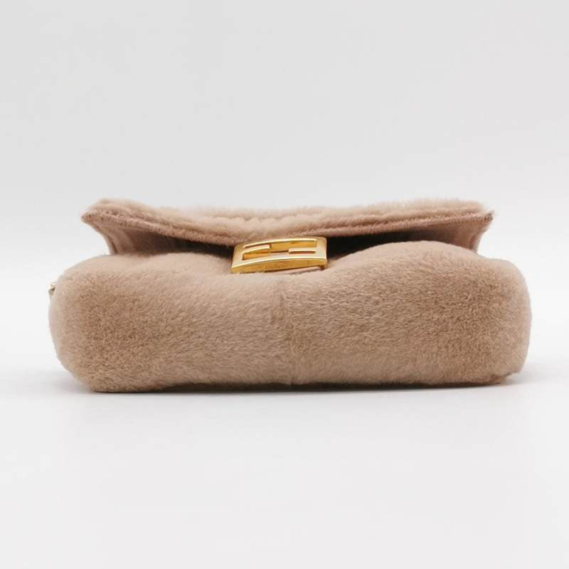 Fendi Nano Baguette Charm Pink Mink Fur with Chain