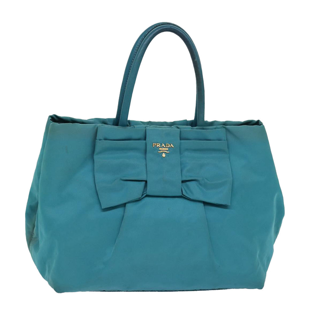 PRADA Hand Bag Nylon Turquoise Blue 81466