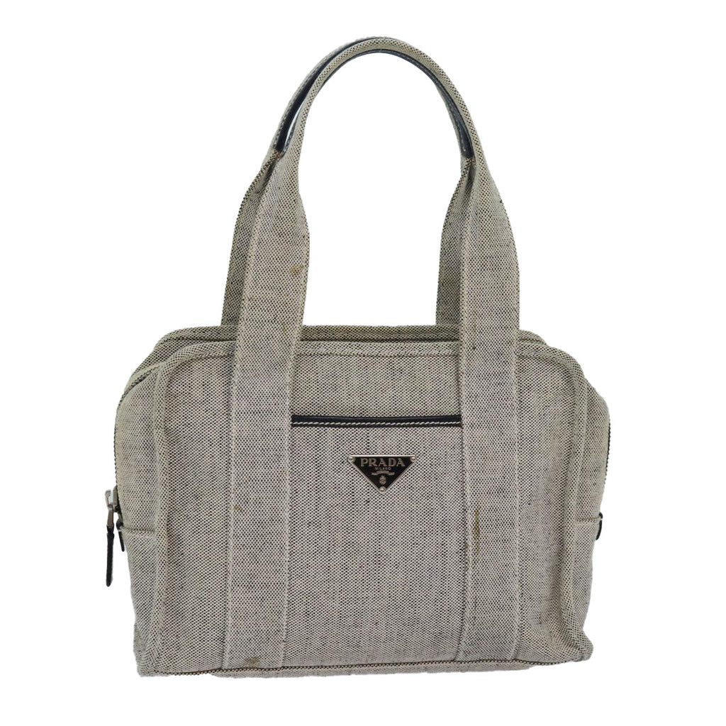 PRADA Hand Bag Canvas Gray 82074