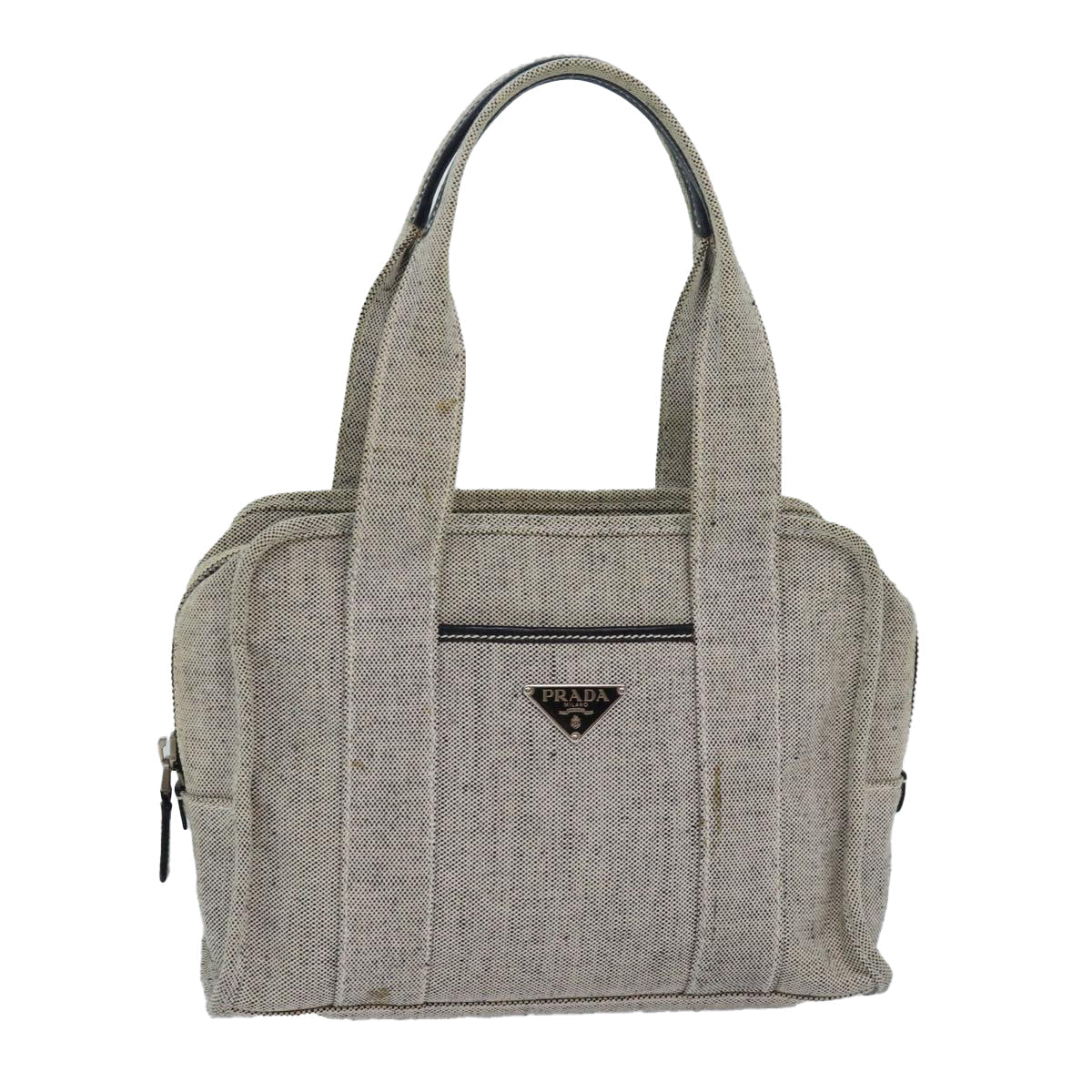 PRADA Hand Bag Canvas Gray 82074