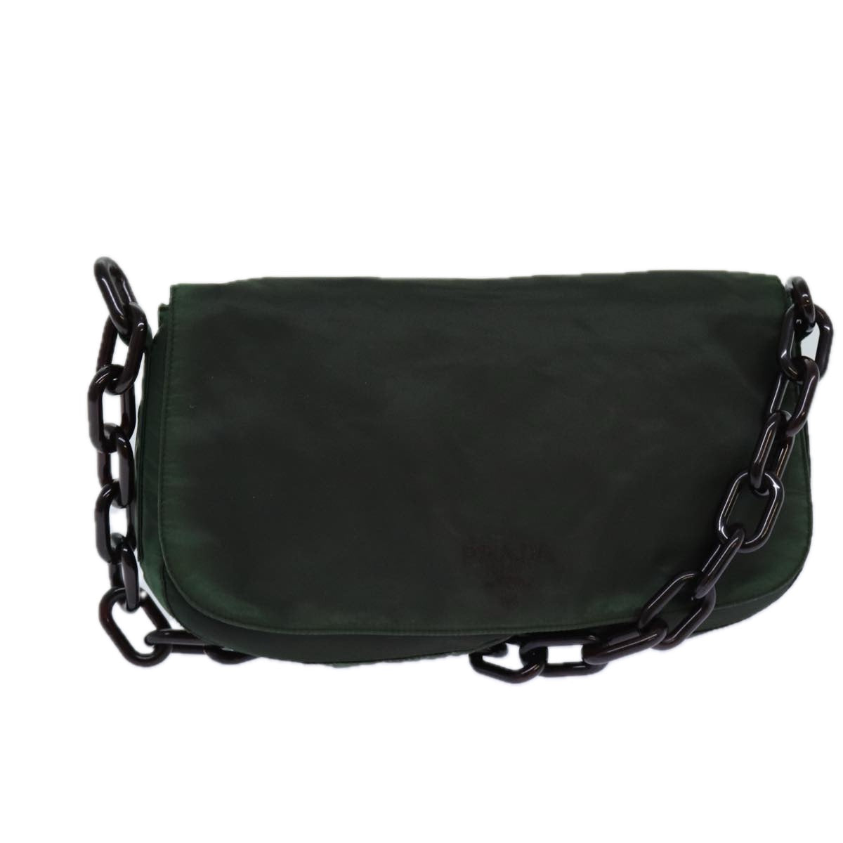 PRADA Chain Shoulder Bag Nylon Green 82275