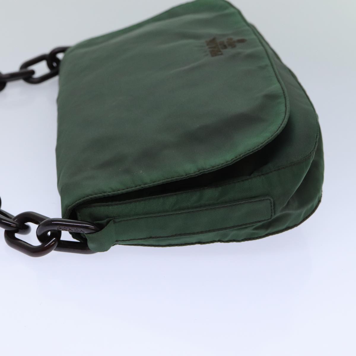 PRADA Chain Shoulder Bag Nylon Green 82275