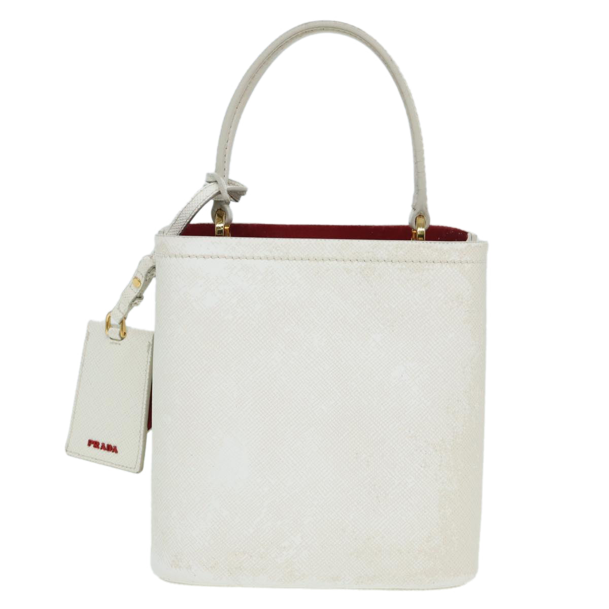 PRADA Hand Bag Safiano leather 2way White 83161