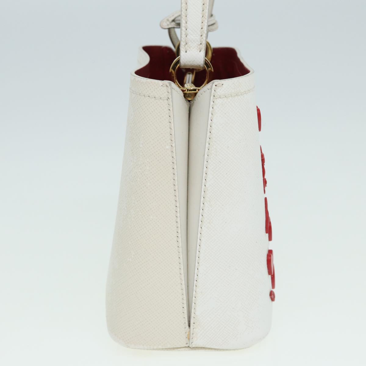 PRADA Hand Bag Safiano leather 2way White 83161