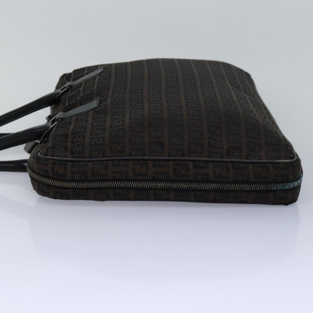 FENDI Zucchino Canvas Hand Bag Brown Black 83318