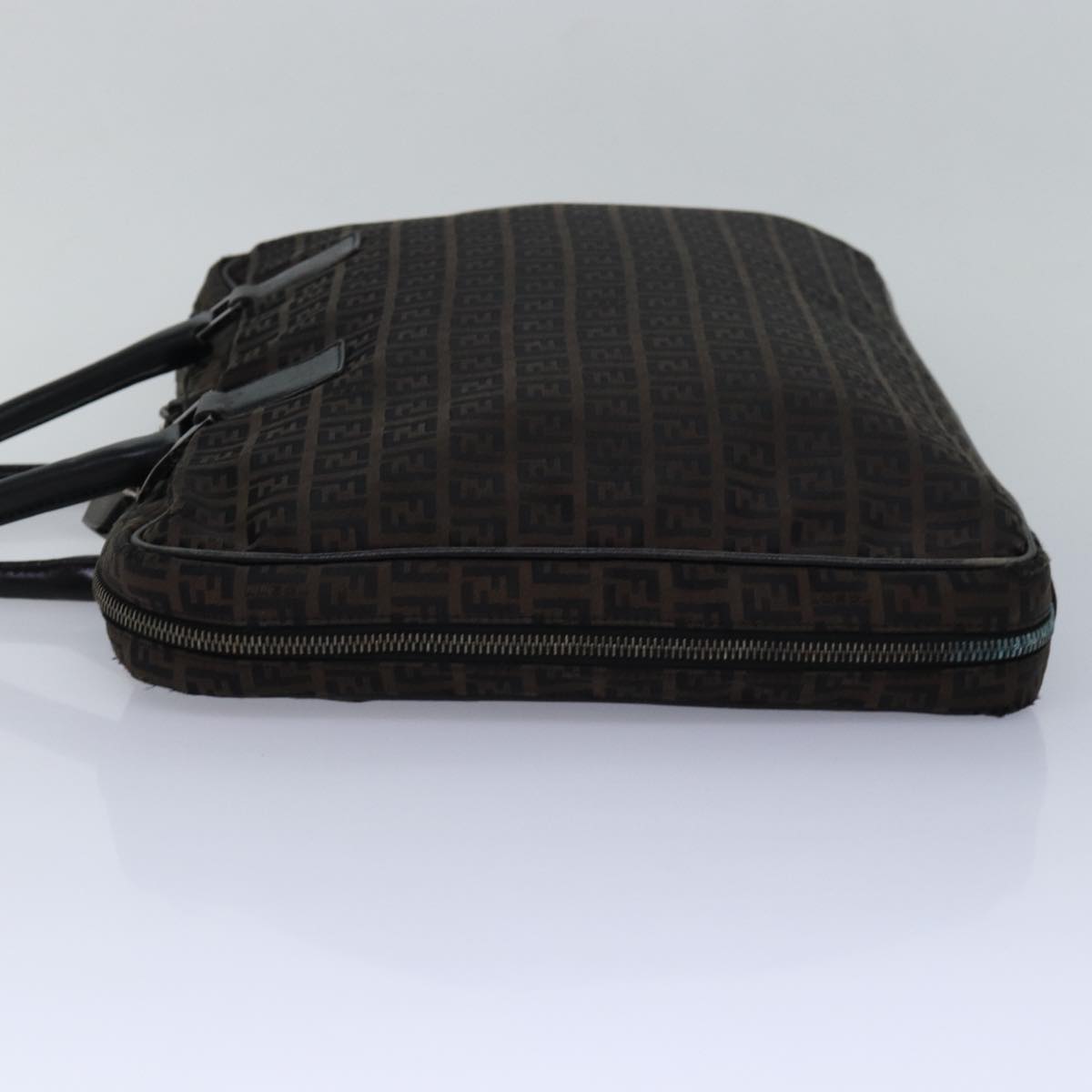 FENDI Zucchino Canvas Hand Bag Brown Black 83318