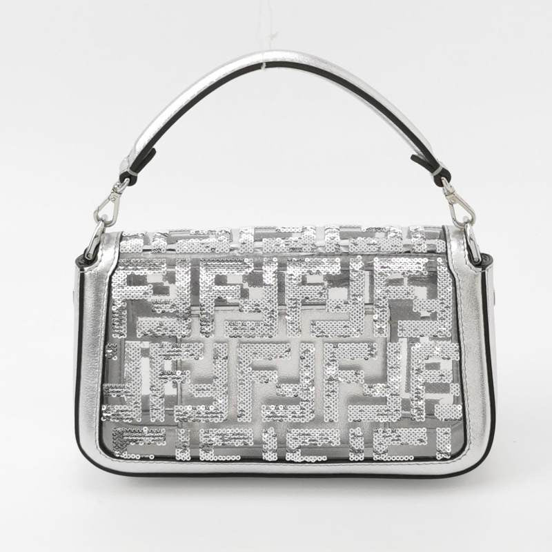 Fendi Baguette Mini Fendi x Nicki Minaj Silver PVC and Leather with Glitter Sequins Crossbody Bag