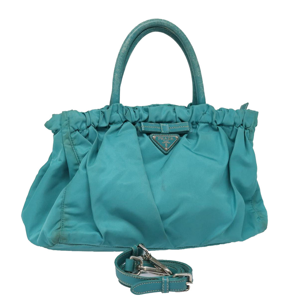 PRADA Hand Bag Nylon 2way Turquoise Blue 83957