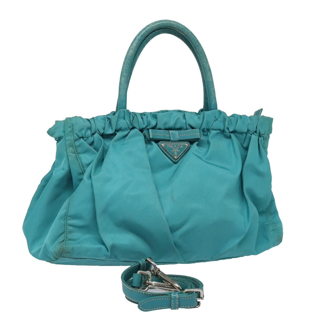 PRADA Hand Bag Nylon 2way Turquoise Blue 83957