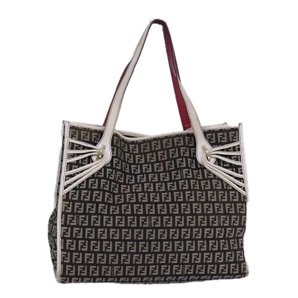 FENDI Zucchino Canvas Tote Bag Brown Gold 84553