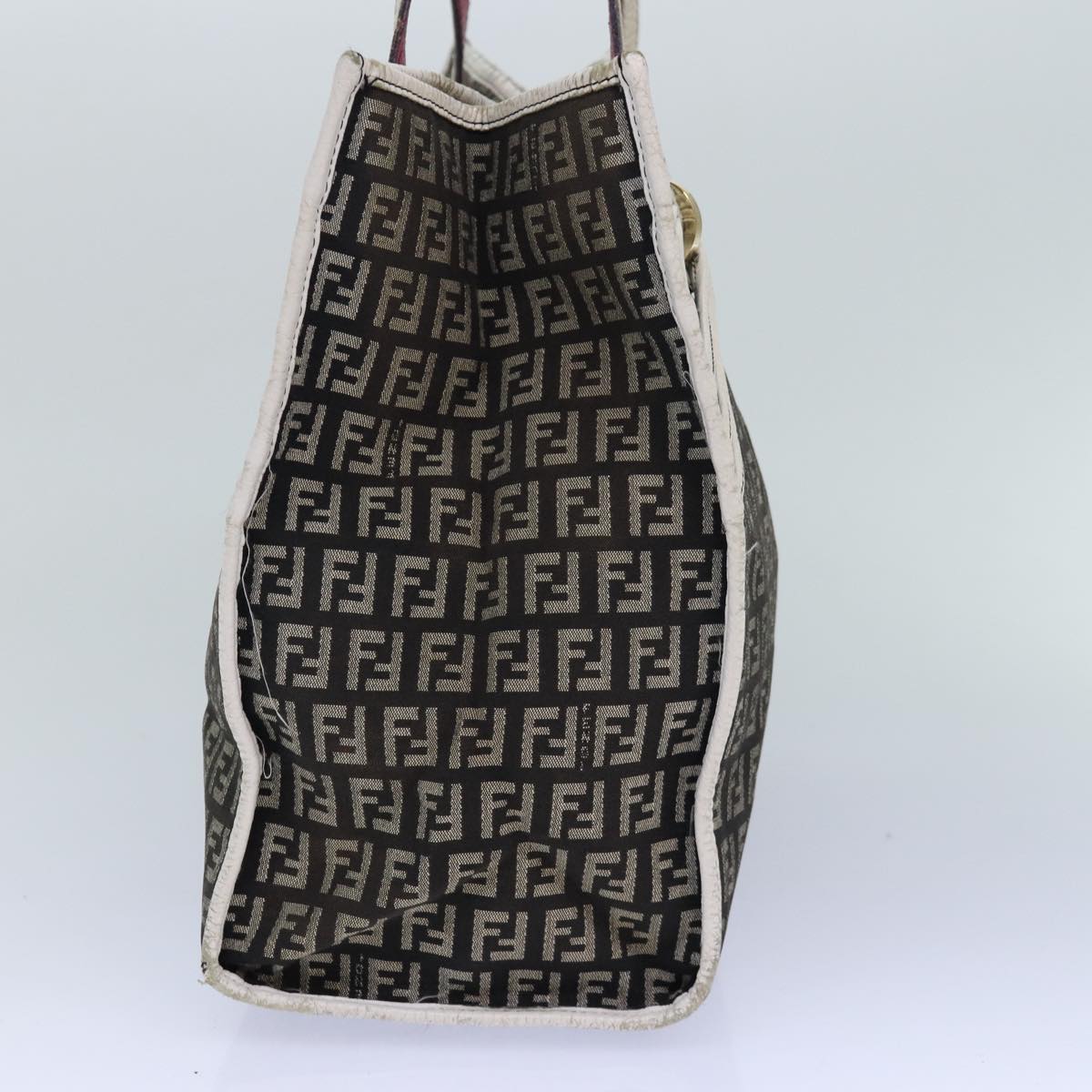 FENDI Zucchino Canvas Tote Bag Brown Gold 84553