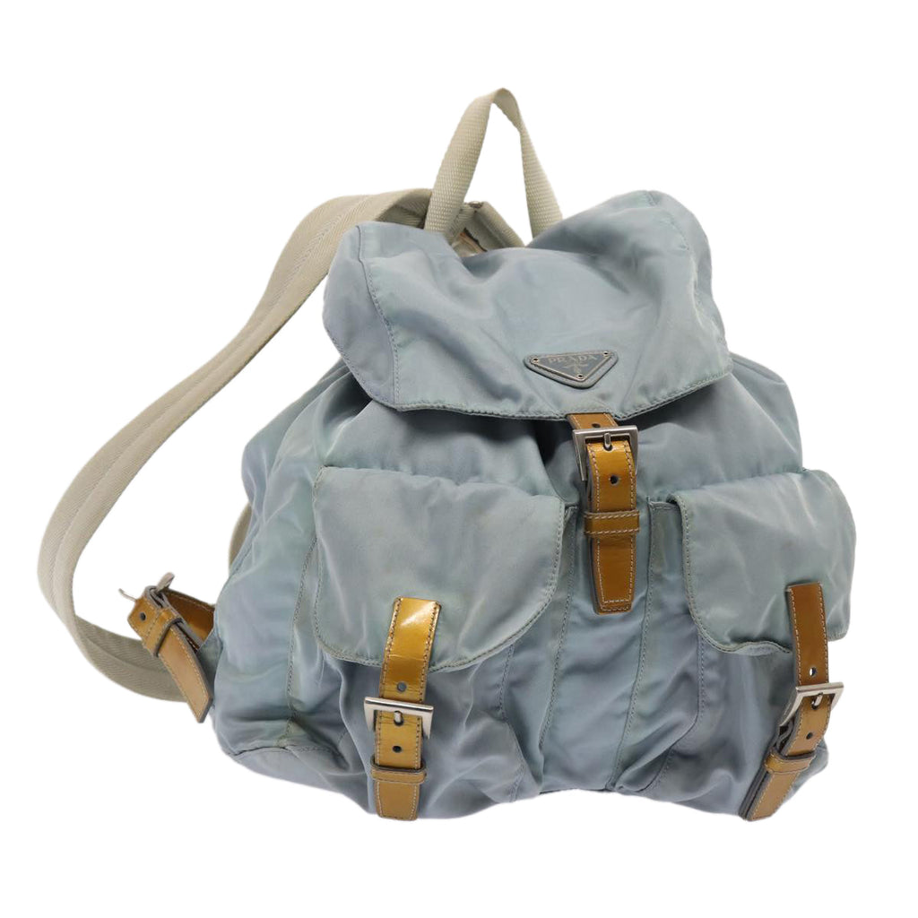 PRADA Backpack Nylon Light Blue Silver 84646