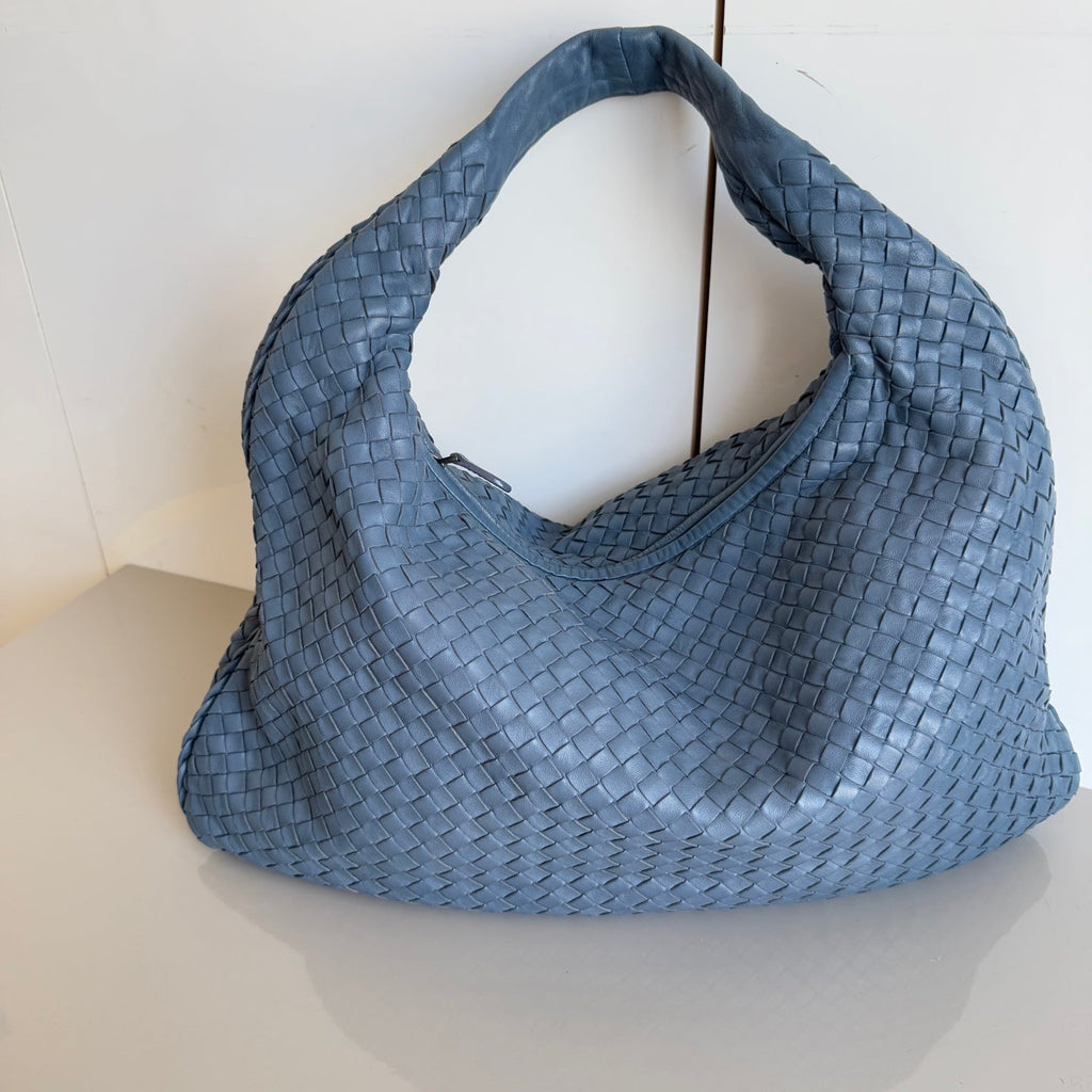 Bottega Veneta Veneta Hobo Misty Blue Intrecciato Leather Bag Medium 47cm