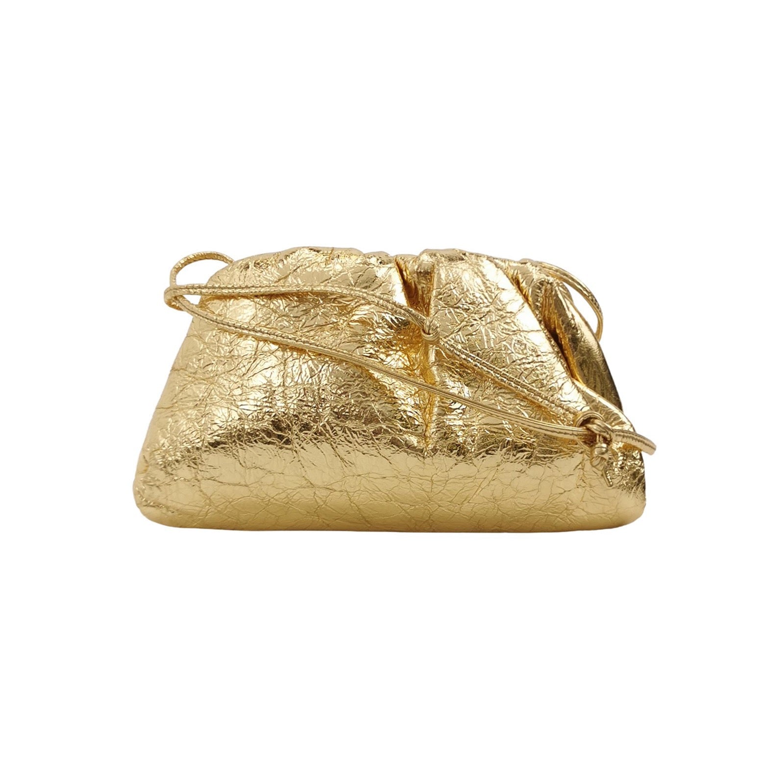 Bottega Veneta Pouch Mini Gold Lambskin Leather Crossbody Bag