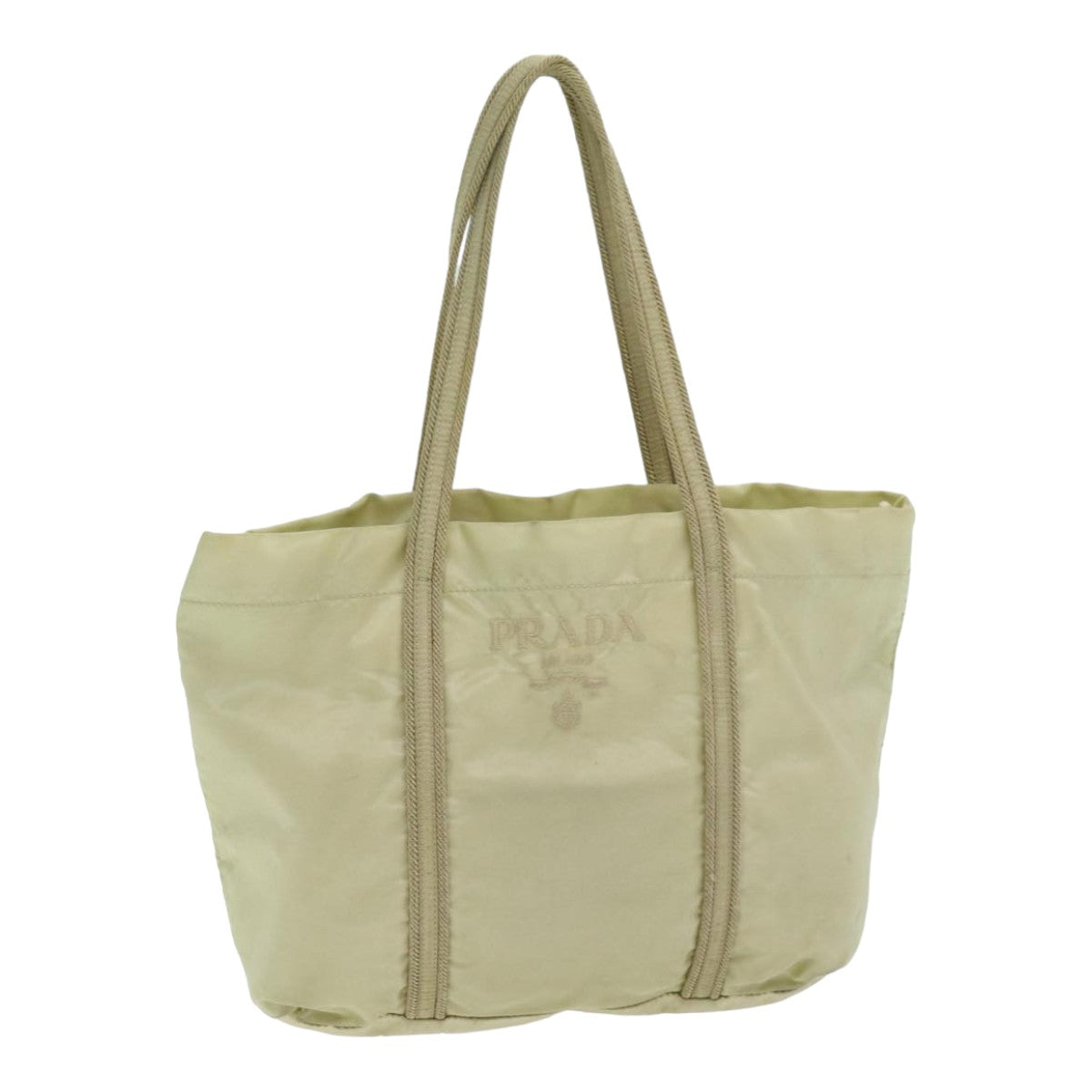 PRADA Hand Bag Nylon Silver Beige 85481