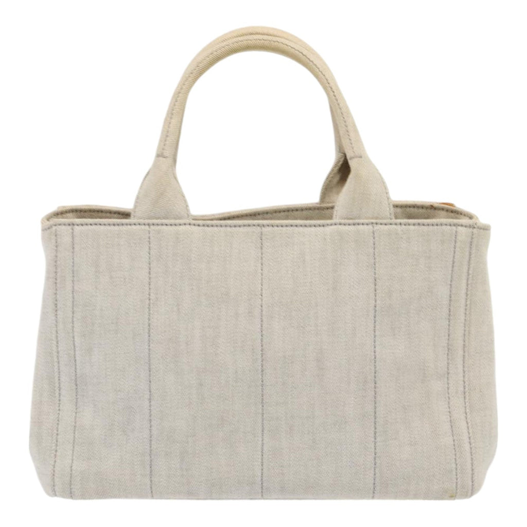 PRADA Bijoux Canapa PM Hand Bag Canvas 2way Gray Silver 85622