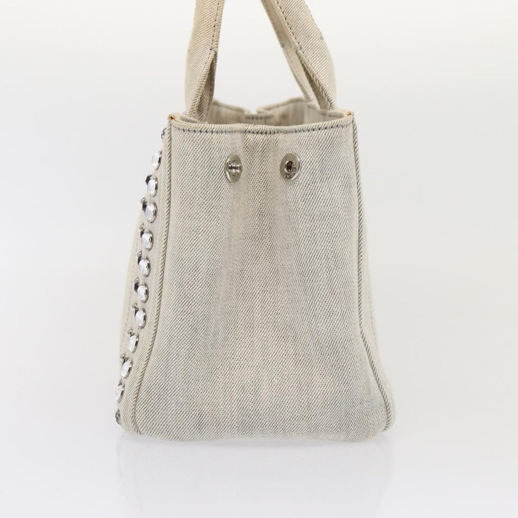 PRADA Bijoux Canapa PM Hand Bag Canvas 2way Gray Silver 85622