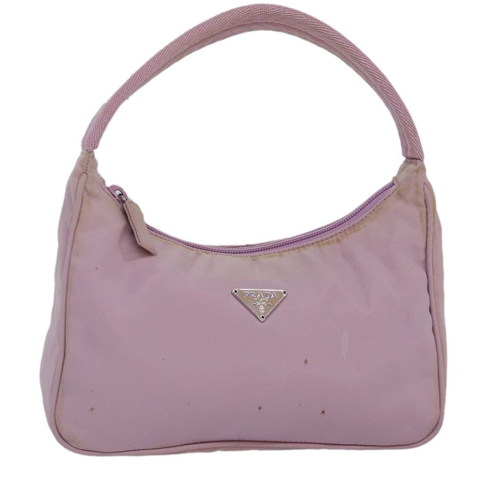 PRADA Hand Bag Nylon Pink Silver 85665