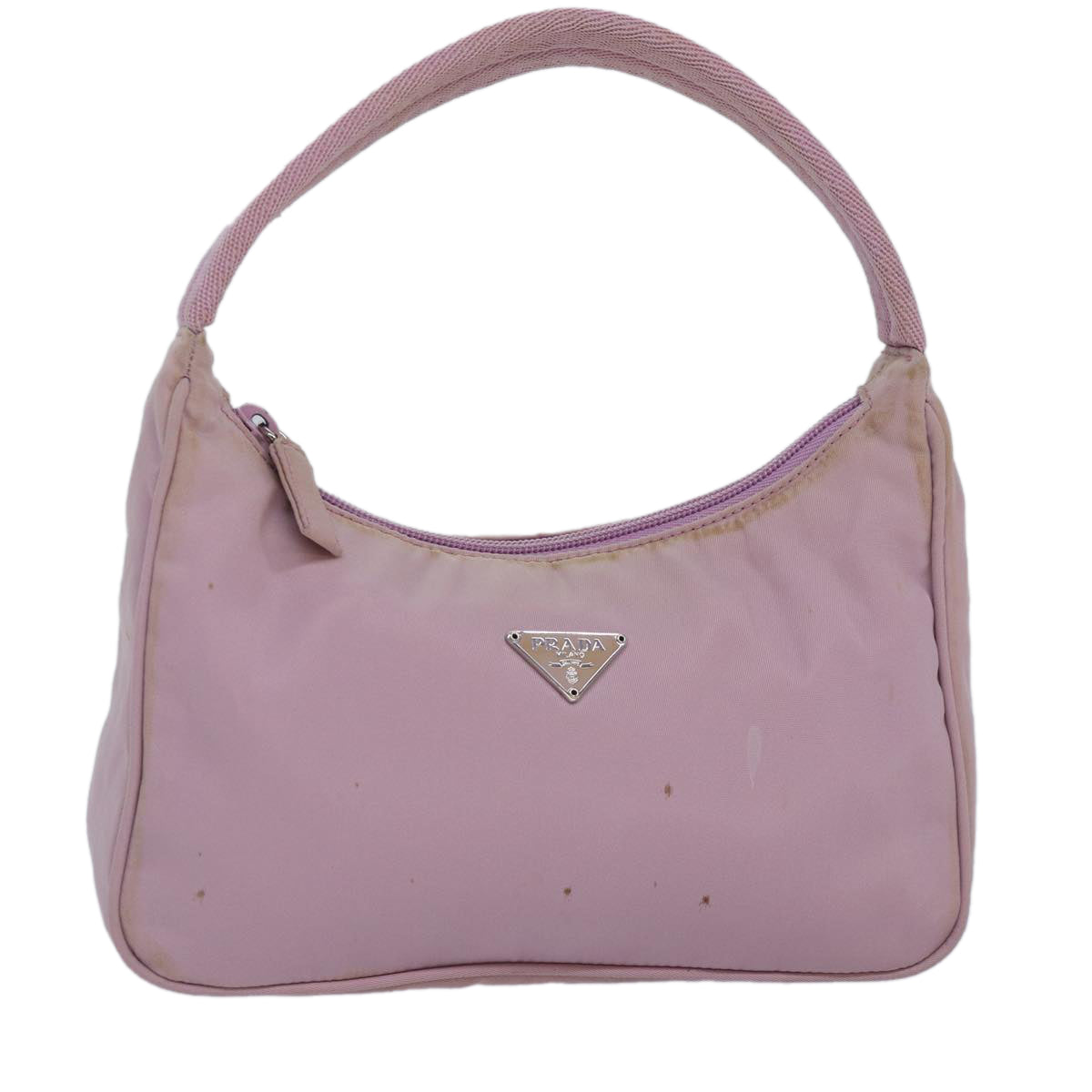 PRADA Hand Bag Nylon Pink Silver 85665