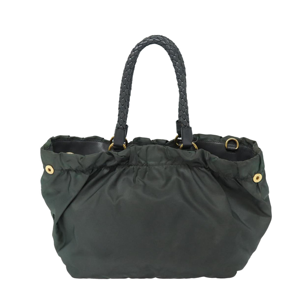 PRADA Hand Bag Nylon 2way Khaki Gold 85700