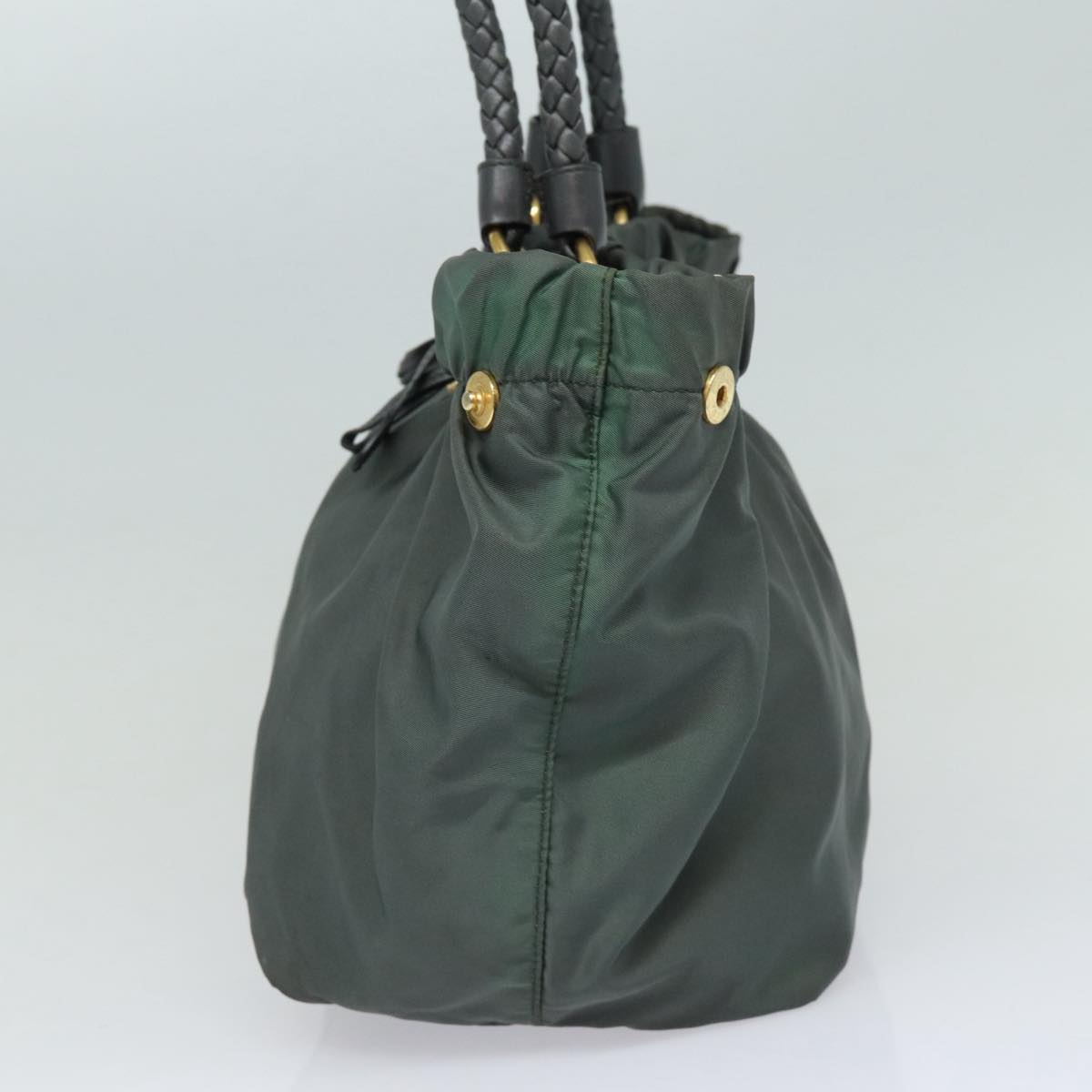 PRADA Hand Bag Nylon 2way Khaki Gold 85700