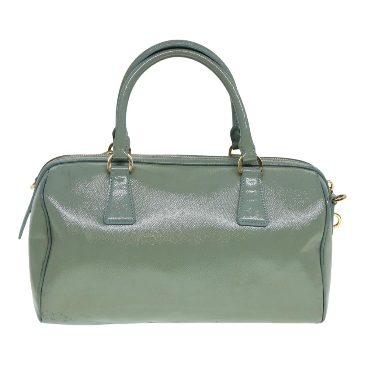 PRADA Hand Bag Enamel 2way Green Gold 86018