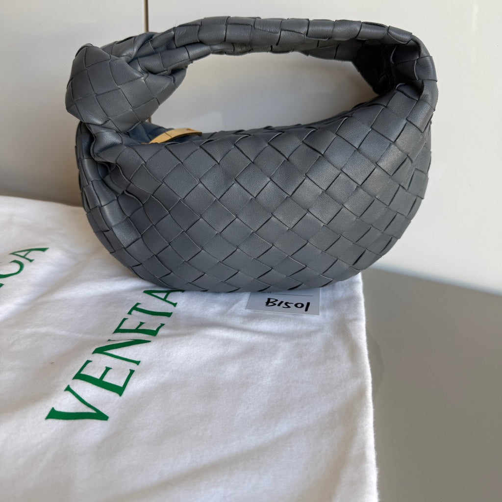 Bottega Veneta Jodie Mini Lightening Grey Lambskin Leather Clutch Bag