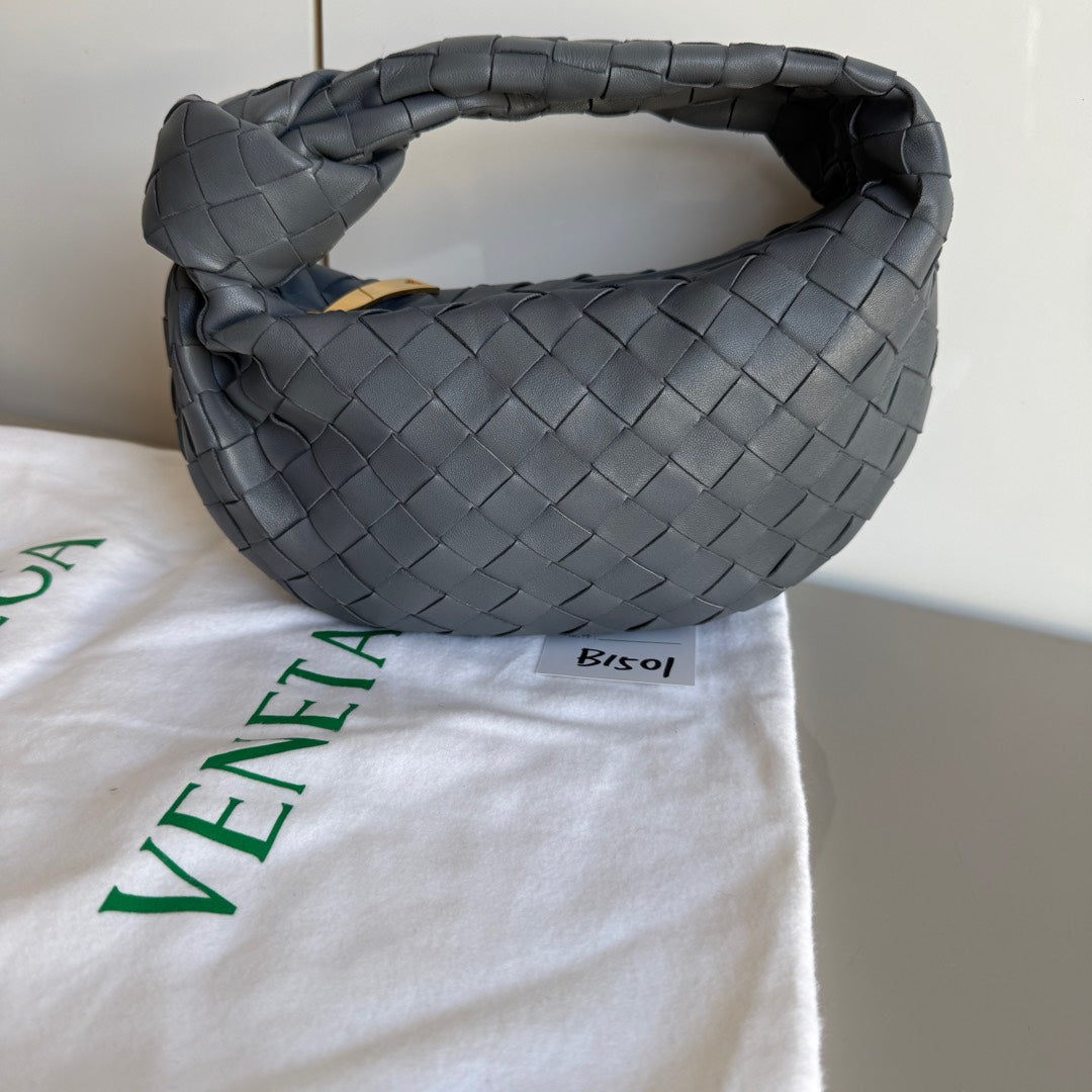 Bottega Veneta Jodie Mini Lightening Grey Lambskin Leather Clutch Bag