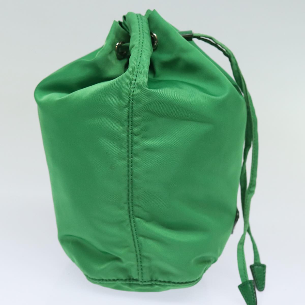 PRADA Drawstring Pouch Nylon Green Silver 86300V