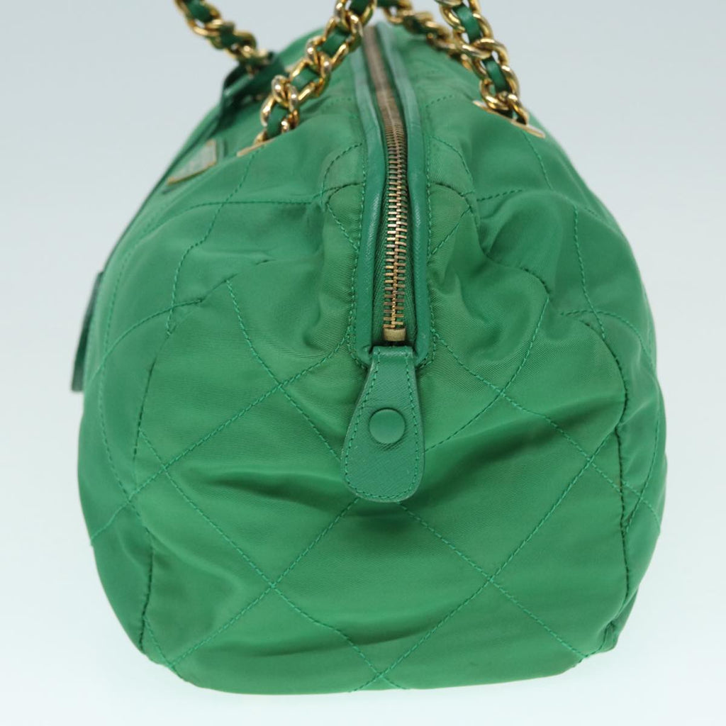 PRADA Hand Bag Nylon Green Gold 86987