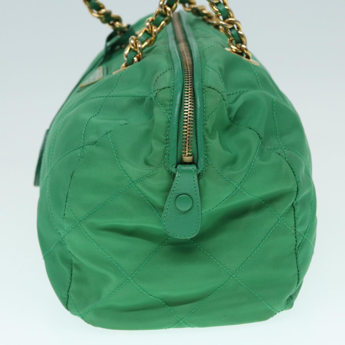 PRADA Hand Bag Nylon Green Gold 86987